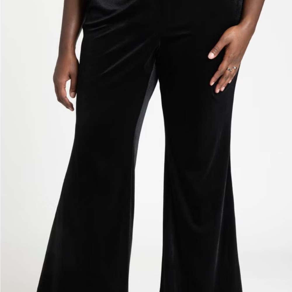 Eloquii Black Wide Leg Pants Luxurious Velvet